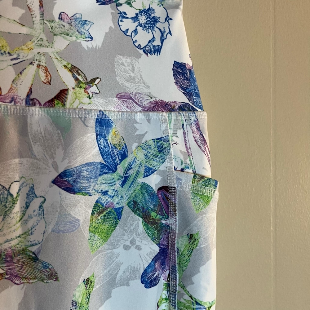 RBX Small White Floral Pocketed Athletic Leggings - Picture 2 of 5